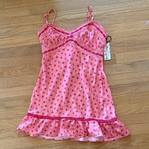 Betsey Johnson Pink Floral Lace Chemise
